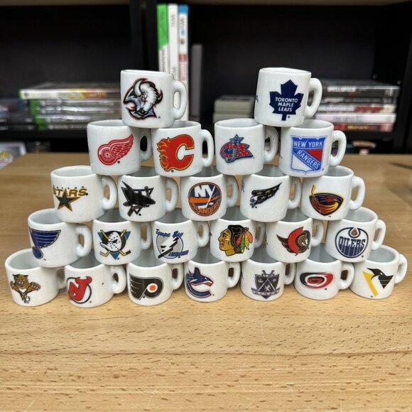 NHL Hockey Team Logo Mini Miniature 1.25" Souvenir Lot of 24 Coffee Mug Cups - Picture 1 of 3